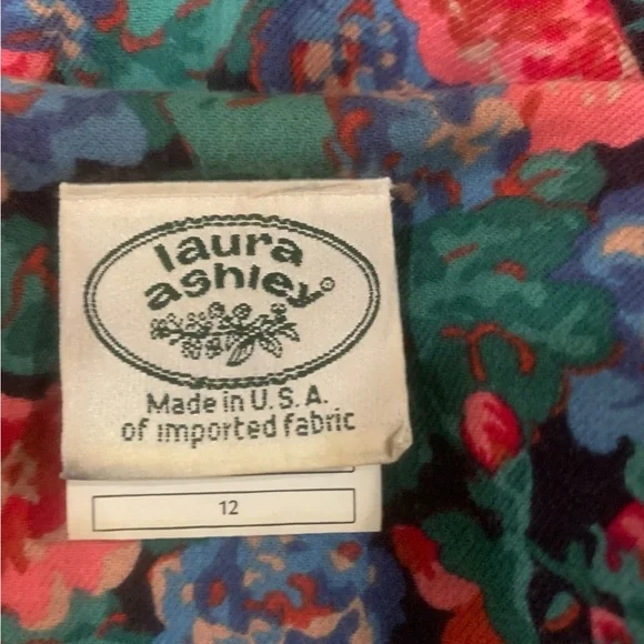 Vintage Laura Ashley button down puff sleeve drop waist floral midi dress sz 12 - Picture 9 of 11